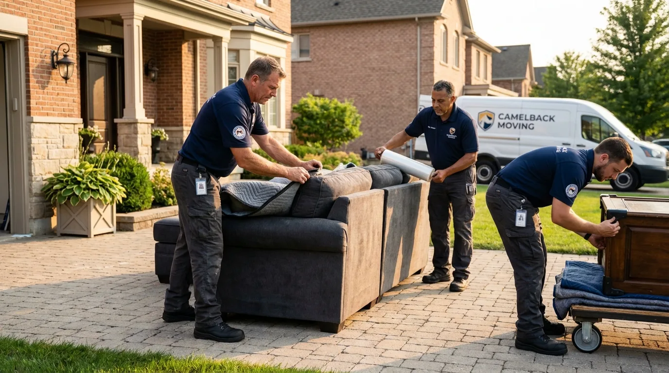 Large estate moving crew wrapping furniture in Lehigh Acres, FL