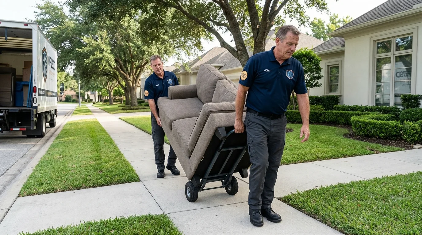 Local residential moving crew loading furniture in Lehigh Acres, FL