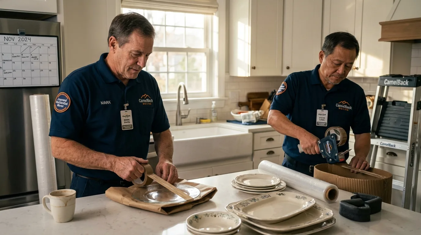 Professional crew packing kitchen dishware in Lehigh Acres, FL